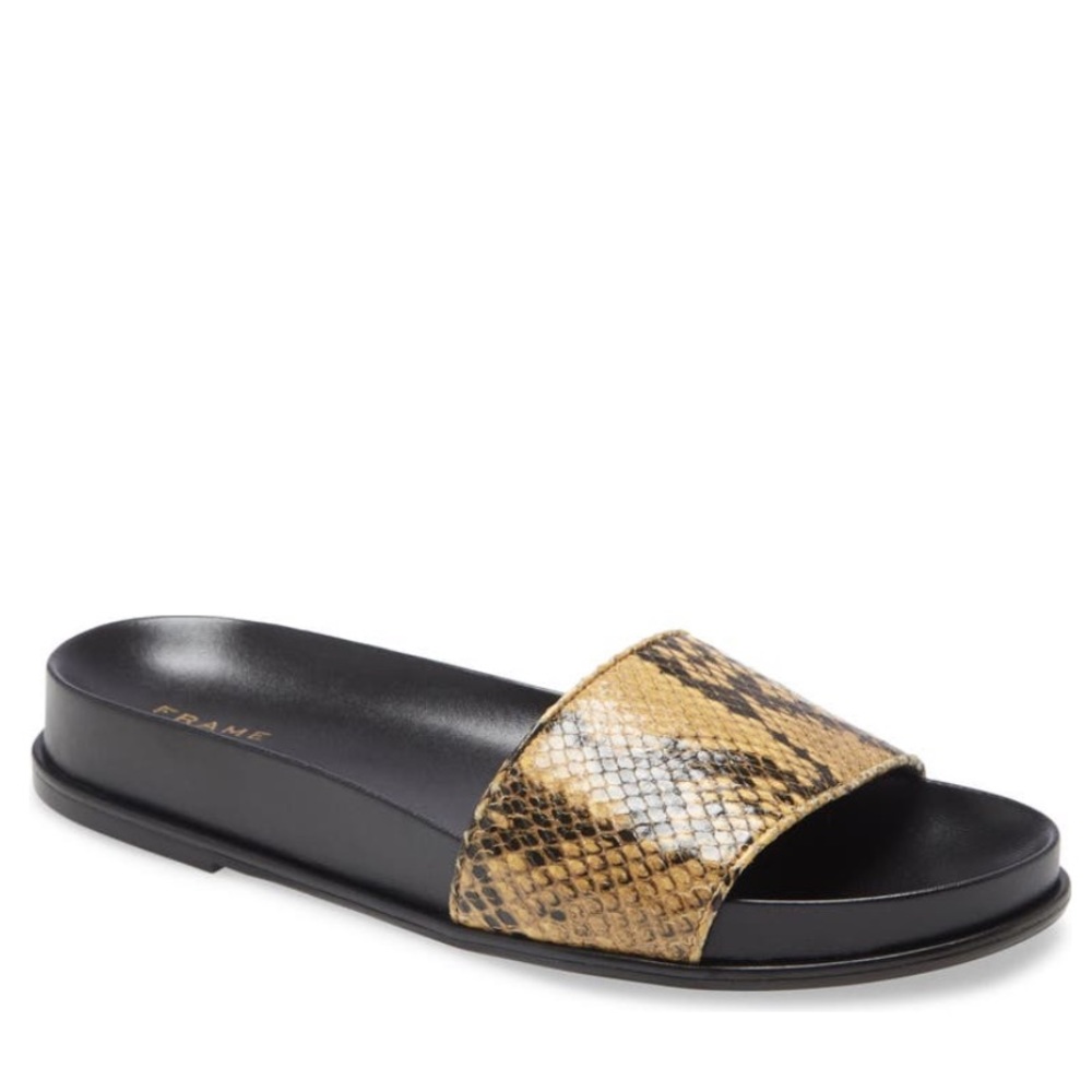 Frame Le Osborne Python-Embossed Leather Slides - image 1